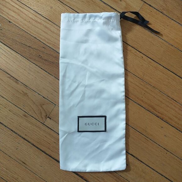 Gucci Shoe Dust Bag Drawstring Satin Storage Travel Bag Logo 6.5x15” - Picture 1 of 5